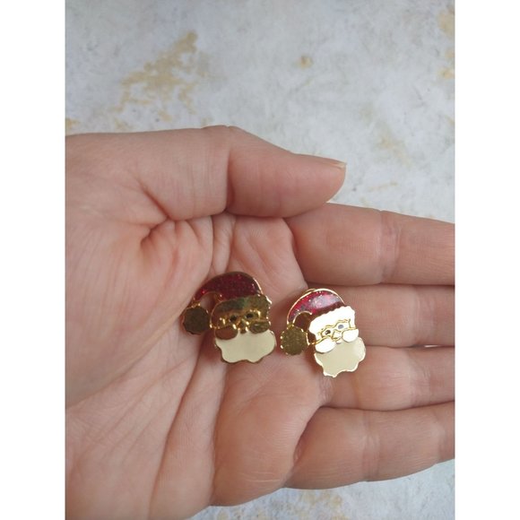 Vintage Santa NP Signed Clip On Stud Earrings Estate Jewelry - Picture 2 of 9